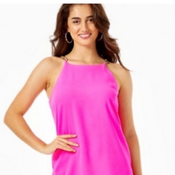 Lilly Pulitzer Adrienne Halter Chain Dress in Raz Berry - Picture 11 of 12